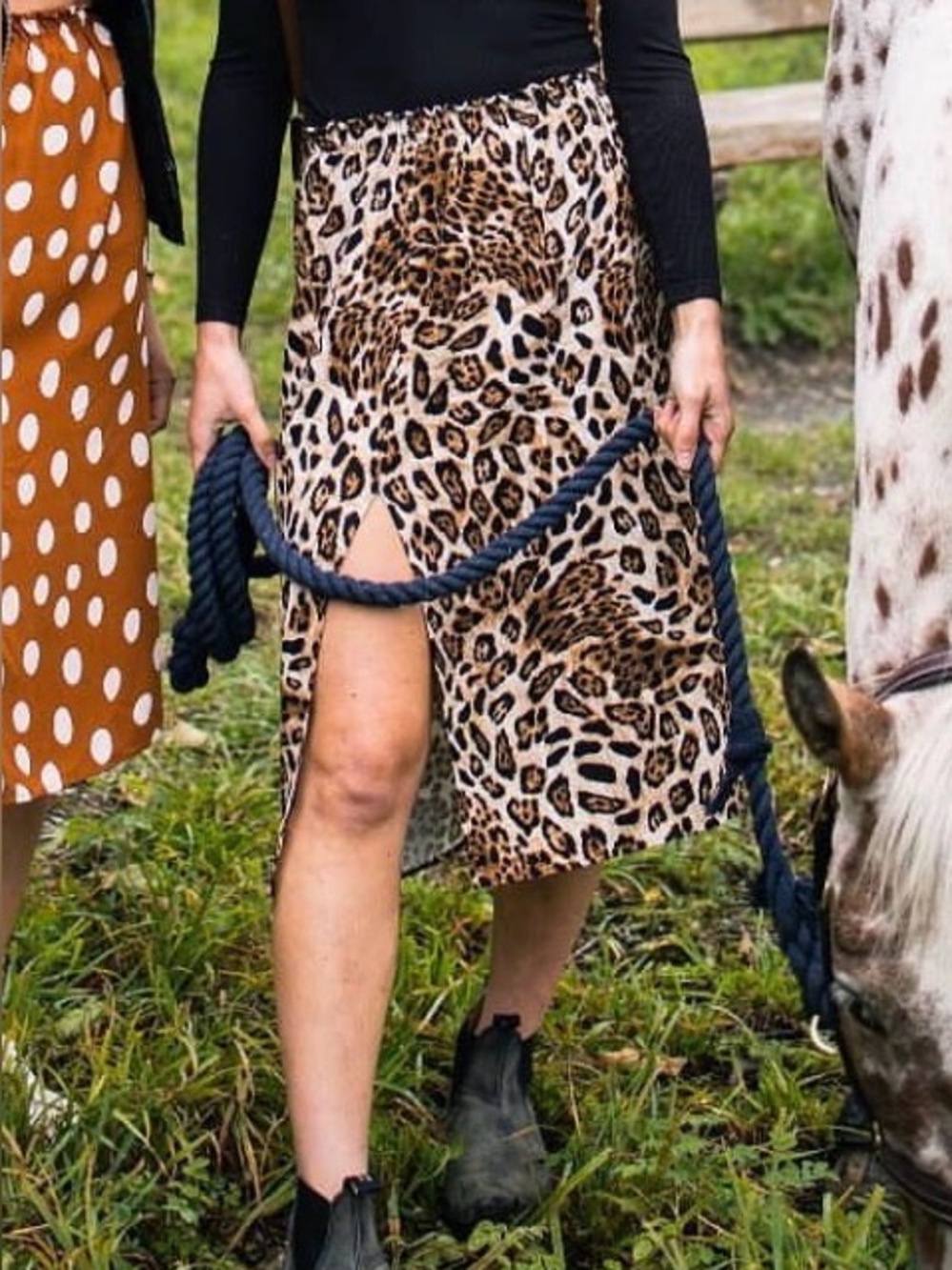 Tilda Kimono Leopard Print Midi Skirt with Center Front Slit
